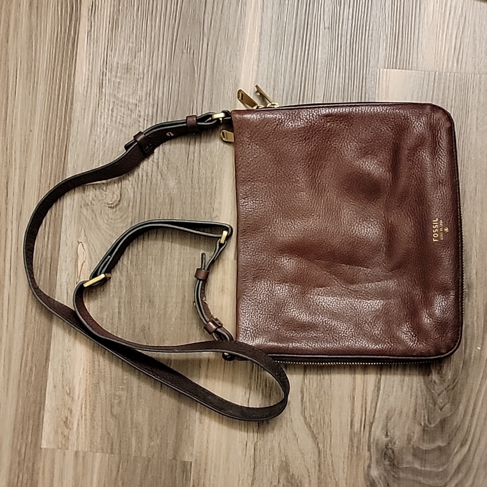 Fossil Brown Leather Crossbody Bag